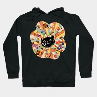 Retro Vintage Halloween Treats! All The Candies, Black Cat Cookie Hoodie